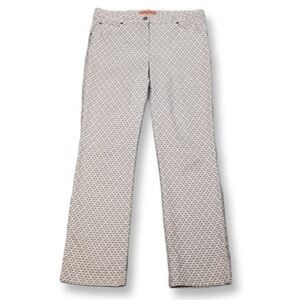 LouLou Diamond Straight Leg Pants Stretch Patterned Textured Neutral